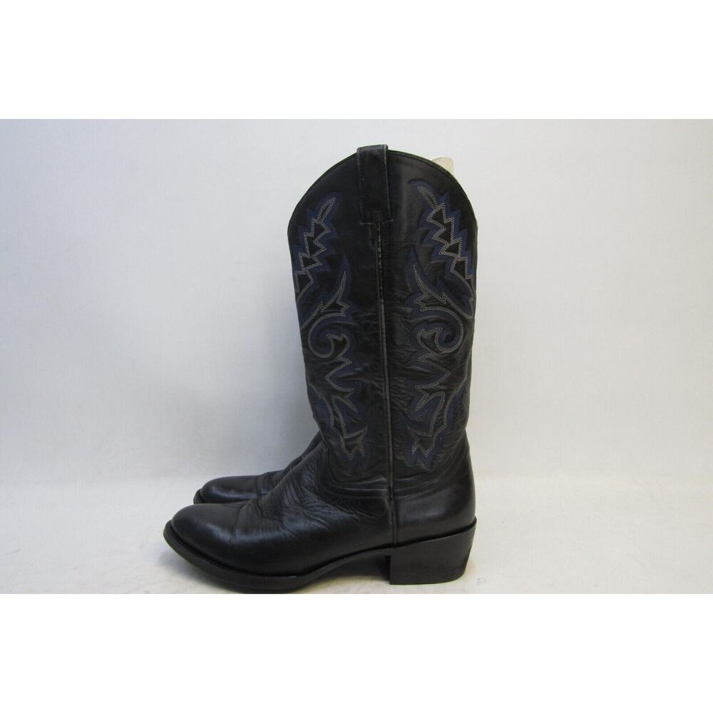 Ferrini Mens Size 10 D Blue Black Leather Cowboy Western Boots